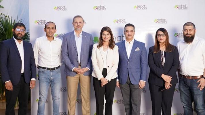 Sehat Kahani co-founder Dr Sara Saeed Khurram (center) together with Series A funding round investors 