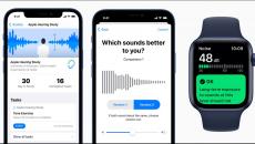 Screenshots from Apple's hearing study app